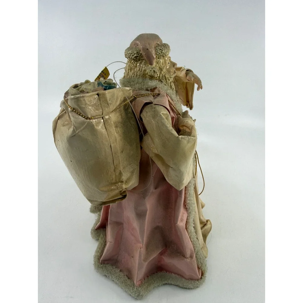 Vintage Silvestri Handcrafted Santa Claus Tree Topper Pink Cream Figurine 7.5